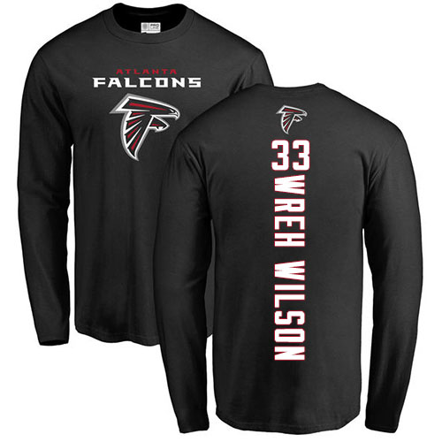Atlanta Falcons Men Black Blidi Wreh-Wilson Backer NFL Football #33 Long Sleeve T Shirt